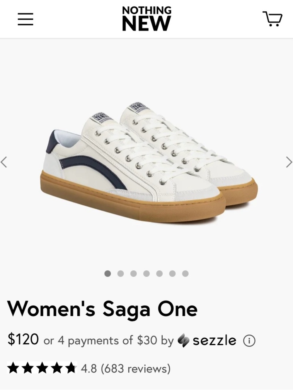 Nothing New Women's Saga One Sneakers - White with Navy & Gum